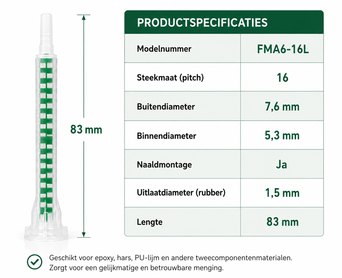 10-stuks 83 mm Dubbel-Component Mengbuis Spuitmonden - Afbeelding 2